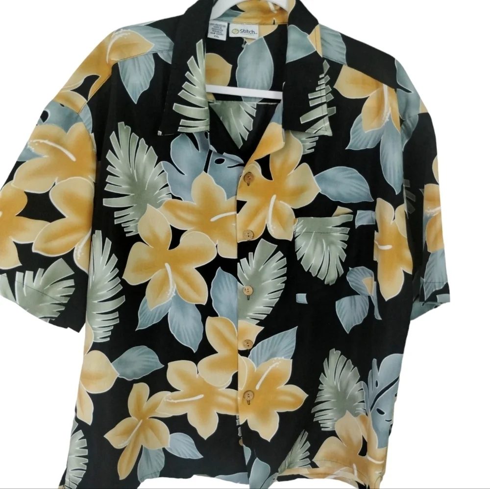Stitch Men's Hawaiian Tropical Resortwear Vacation Cruise Button up‎ Shirt XXL